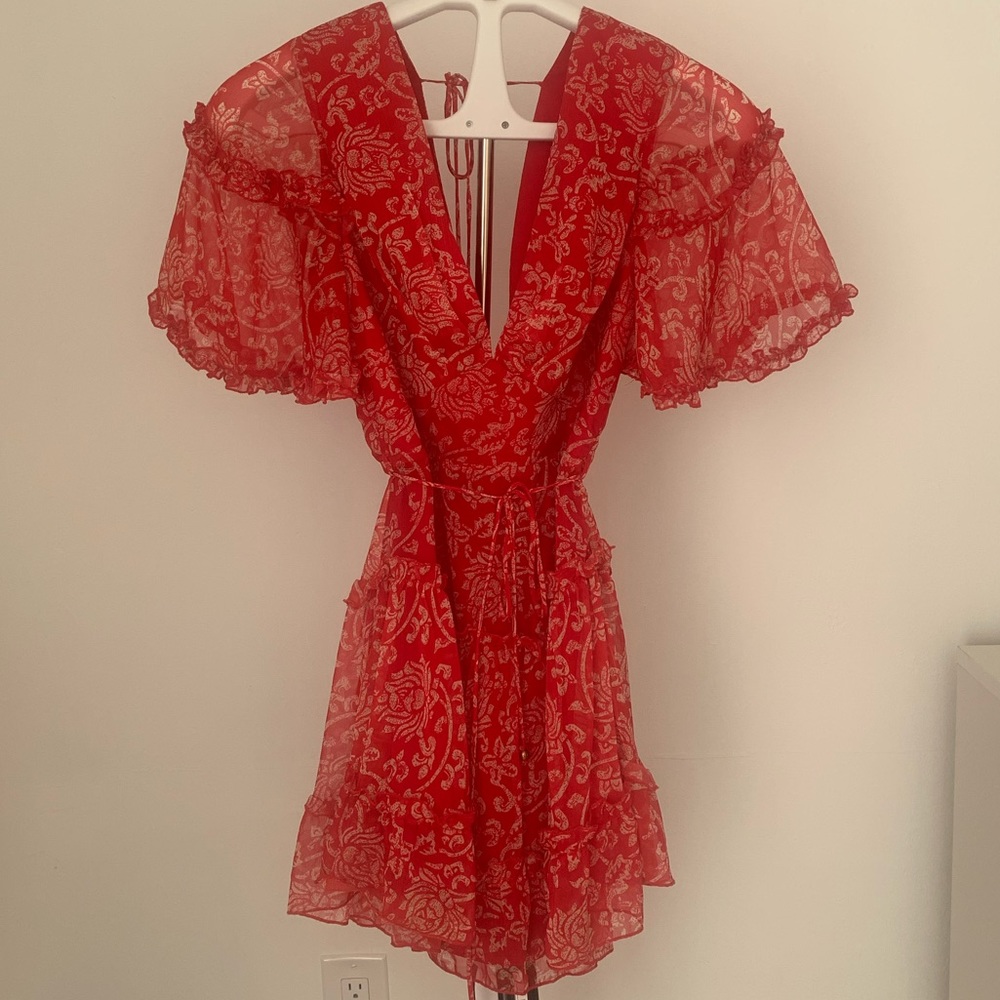 Saints + Secrets Red Flowy Short Dress XS-S